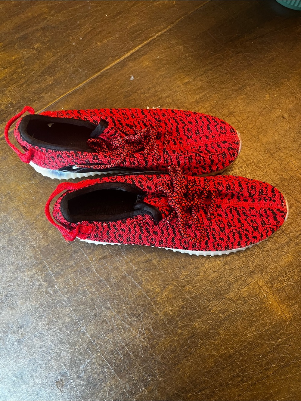 LED Red and Black Knit Slip-On Sneakers